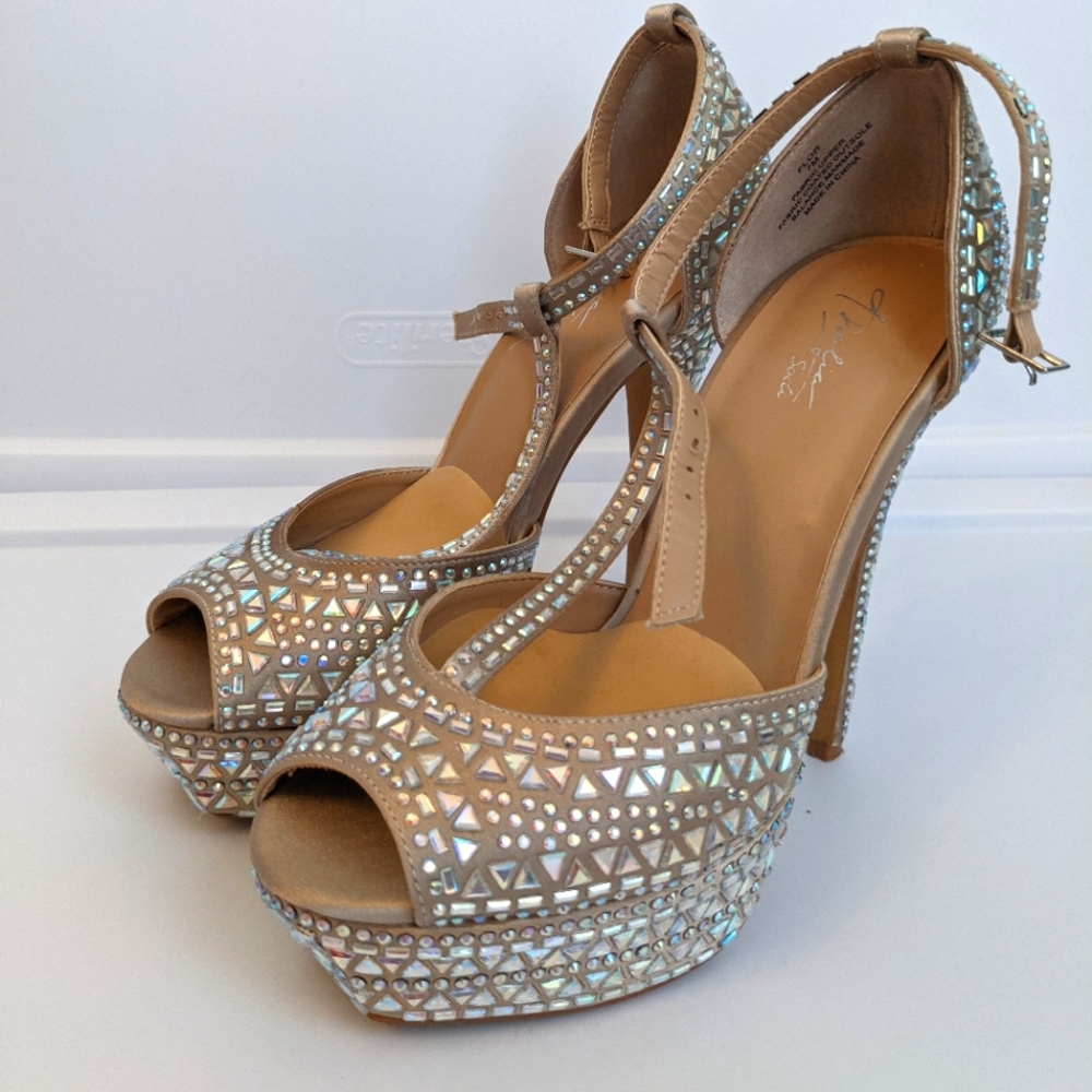 Thalia Rhinestone Crystal Heels Women's Size 7